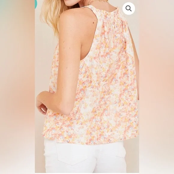 Bella Dahl Women’s M Shirred Halter Top in Peach Floral Print - EUC! - Picture 3 of 12